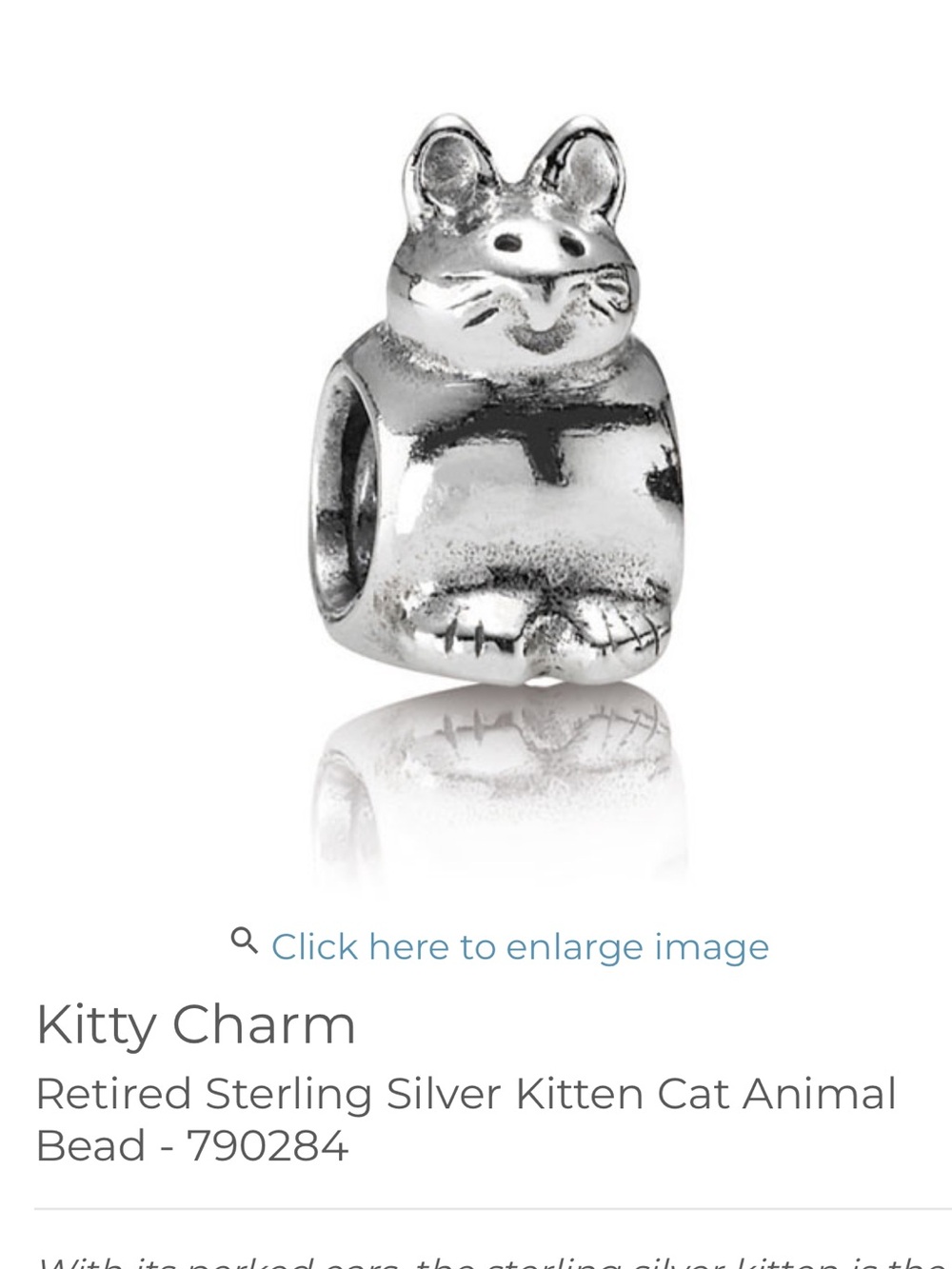 Authentic Retired Pandora Kitty Cat 🐈 charm
